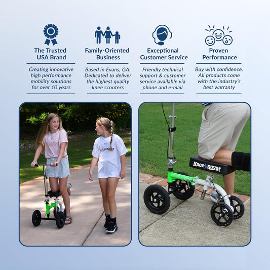 Most Compact All Terrain Knee Scooter for Adults for Foot Surgery Heavy Duty Knee Walker for Broken Ankle Foot Injuries Recovery Leg Scooter Best Knee Crutch Alternative (Green)