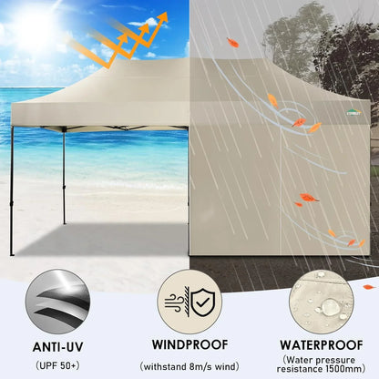 COBIZI 10x20 Heavy Duty Pop up Canopy Tent with 6 sidewalls Easy Up Commercial Outdoor Canopy Wedding Party Tents for Parties All Season Wind & Waterproof Gazebo with Roller Bag,Black(Frame Thickened)