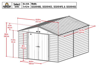 2025 Select Steel Storage Shed, 10x14, Blue Grey