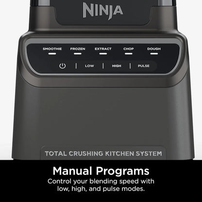Ninja Blender, Mega Kitchen System, 1500W, 4 Functions for Smoothies, Processing, Dough, Drinks & More, with 72 Blender Pitcher, 64 Processor Bowl, 2 Nutri Cups + Lids, Black, BL770