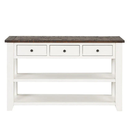 Wood Console Table with 3 Storage Drawers and 2 Shelves