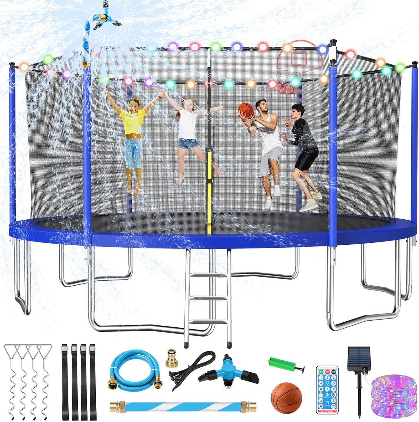 Upgraded 16Ft Trampoline with Basketball Hoop & Net