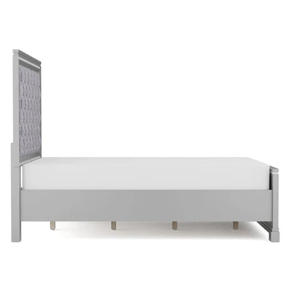 Seleena Glam Silver Wood 5-Piece Tufted Panel Bedroom Set with USB Port by Furniture of America