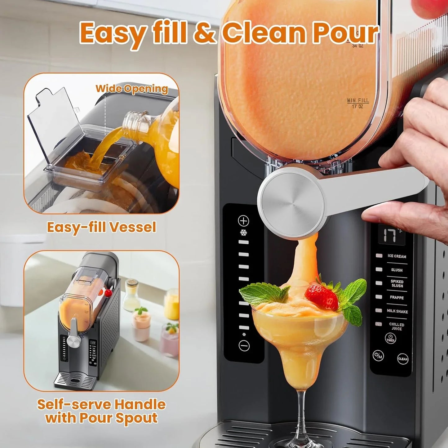 Soft Serve Ice Cream Machine,Slushy Machine for Home