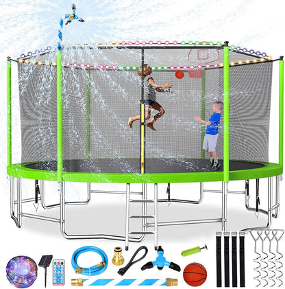 Upgraded 16Ft Trampoline with Basketball Hoop & Net