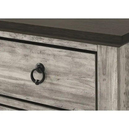 Aimon 5 Piece Gray Rustic Panel Bedroom Set