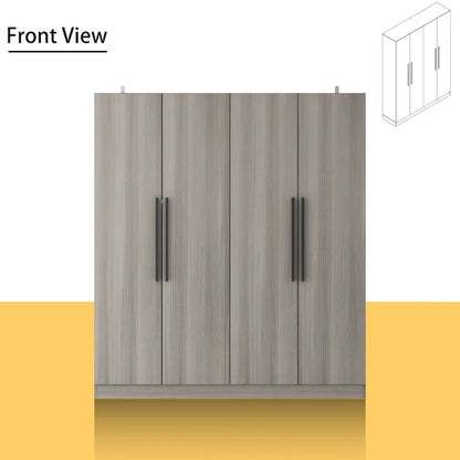 Modern Freestanding Solid Wood Wardrobe Closet With Storage Shelves
