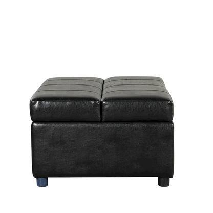 Twin Size Folding Pull out Ottoman Sleeper Bed with Mattress Convertible Guest Bed, PU Upholstered Sleeper Sofa