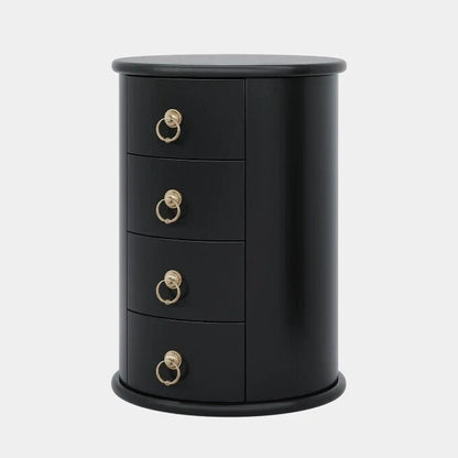 No Assembly Solid Wood End Table, Vintage Round Side Drawers Table