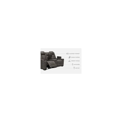 Signature Design by Ashley HyllMont Gray Power Reclining Loveseat with Console - 71.75 W x 39 D x 44 H