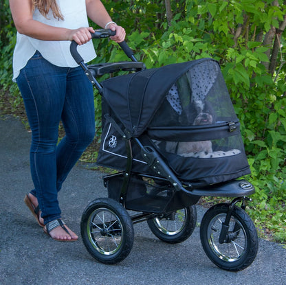 2025 No-Zip NV Pet Stroller for Cats/Dogs, Zipperless Entry, Easy One-Hand Fold, Gel-Filled Tires, Plush Pad + Weather Cover Included, 3 colors