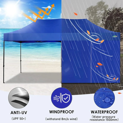 COBIZI 10x20 Heavy Duty Pop up Canopy Tent with 6 sidewalls Easy Up Commercial Outdoor Canopy Wedding Party Tents for Parties All Season Wind & Waterproof Gazebo with Roller Bag,Black(Frame Thickened)
