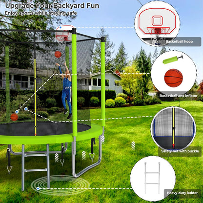 Upgraded 16Ft Trampoline with Basketball Hoop & Net