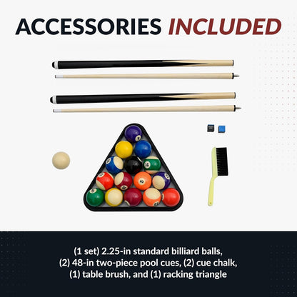2025 Hathaway Fairmont 6 Ft Portable Pool Table, Adults Folding Billiards Tables for Game Room with Easy Foldable Storage, Includes Full Set of Billiard Balls, Cues, Chalk & Brush