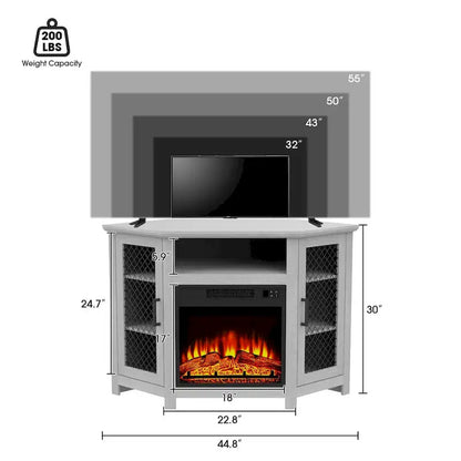 45 Industrial Corner Electric Fireplace TV Stands Console Table with 17 Electric Fireplace