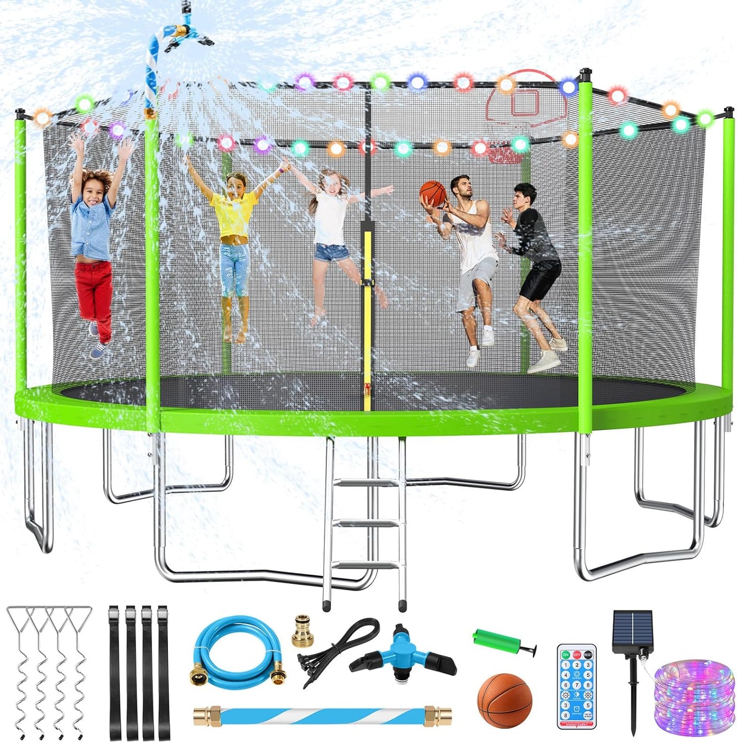 Upgraded 16Ft Trampoline with Basketball Hoop & Net