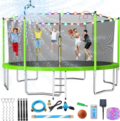 Upgraded 16Ft Trampoline with Basketball Hoop & Net