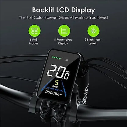 Oraimo 750W-1000W Electric Bike, Up to 45 Miles 557Wh Hidden Li-ion Battery, 7 Speed Gear