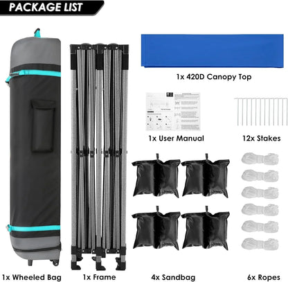 COBIZI 10x20 Heavy Duty Pop up Canopy Tent with 6 sidewalls Easy Up Commercial Outdoor Canopy Wedding Party Tents for Parties All Season Wind & Waterproof Gazebo with Roller Bag,Black(Frame Thickened)