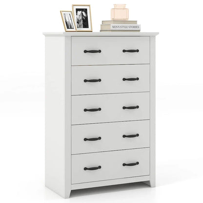 5 Drawer Chest Storage Dresser Tall Cabinet Organizer Bedroom Hallway