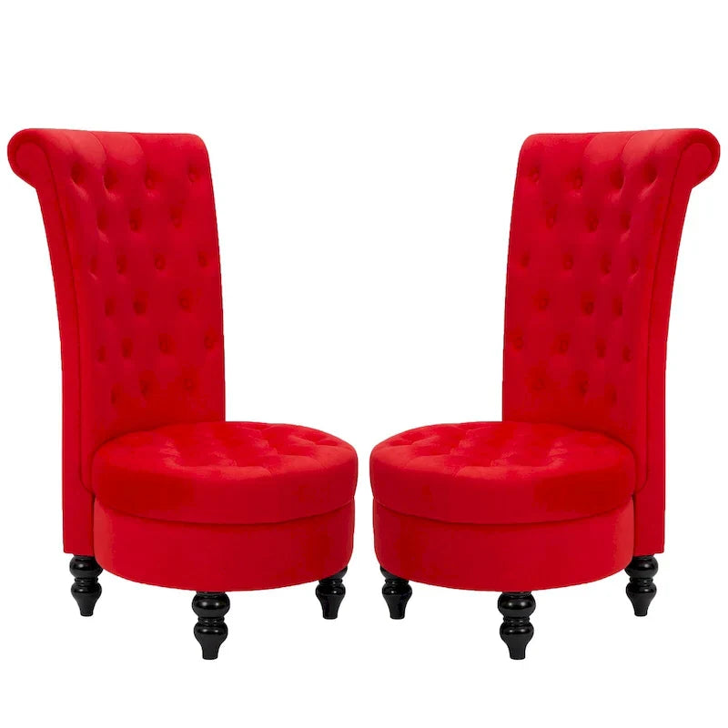 AVAWING Set of 2 Throne Royal Chair Thick Padding and Rubberwood Legs
