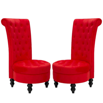 AVAWING Set of 2 Throne Royal Chair Thick Padding and Rubberwood Legs