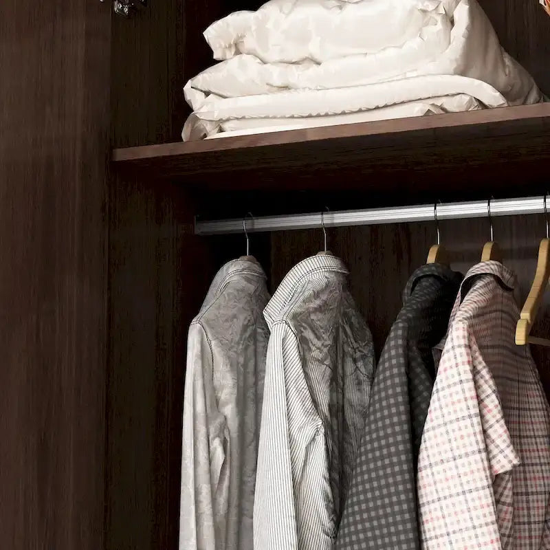 Wardrobe Closet Armoire with 2 Doors Wooden Clothes Storage Cabinet