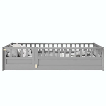Montessori wooden children's floor bed with Support slat