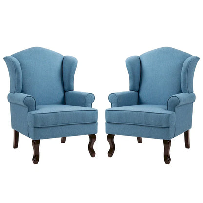 2 Set Traditional Wingback Accent Chairs Upholstered Armchair