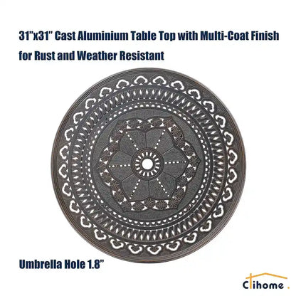 5-Piece Cast Aluminum Patio Dining Set with 4 Swivel Chair