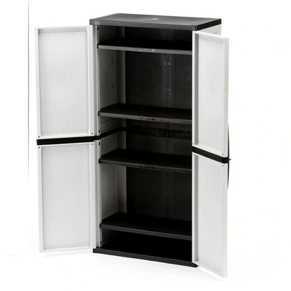 2025 Gray Plastic Freestanding Garage Cabinet, 35′′W x 71′′H x 18′′D, with Adjustable Shelves and Lockable Doors