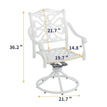 5-Piece Cast Aluminum Patio Dining Set with 4 Swivel Chair