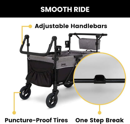 Jeep Wrangler Deluxe 4 Seater Stroller Wagon by Delta Children Premium Quad Stroller Wagon