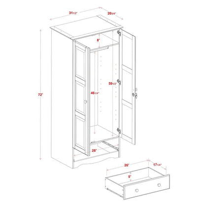Palace Imports 100% Solid Wood Flexible Wardrobe Armoire with Metal or Wooden Knobs