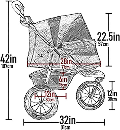 2025 No-Zip NV Pet Stroller for Cats/Dogs, Zipperless Entry, Easy One-Hand Fold, Gel-Filled Tires, Plush Pad + Weather Cover Included, 3 colors