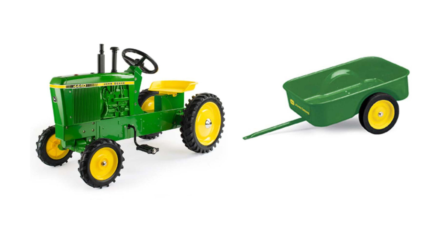 John Deere 4440 Pedal Tractor & Steel Trailer, Adjustable Seat, Durable Build