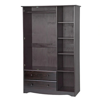 3-Door Wardrobe Armoire - White/Mocha/Java - Solid Wood