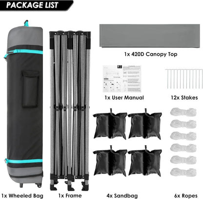 COBIZI 10x20 Heavy Duty Pop up Canopy Tent with 6 sidewalls Easy Up Commercial Outdoor Canopy Wedding Party Tents for Parties All Season Wind & Waterproof Gazebo with Roller Bag,Black(Frame Thickened)