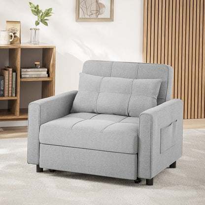 3-in-1 Adjustable Sleeper Sofa Bed, Pull Out Chair Sofa, Convertible Folding Bed for Living Room