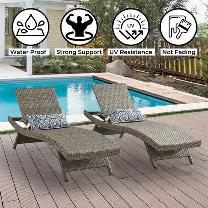 All Weather Wicker Chaise Lounge - Set of 2