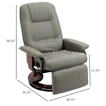 HomCom Faux Leather Adjustable Manual Swivel Base Recliner Chair with Comfortable and Relaxing Footrest