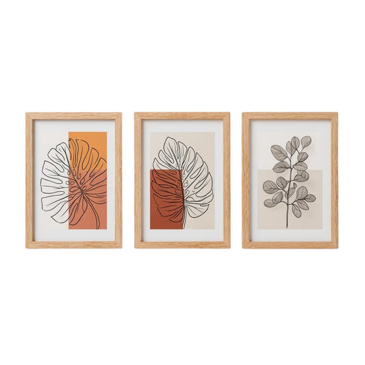 Gavnux Minimalist Boho Botanical Framed Art (Set of 3)