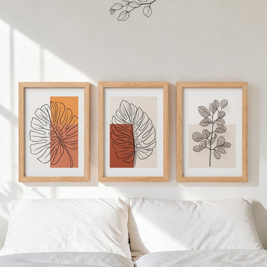 Gavnux Minimalist Boho Botanical Framed Art (Set of 3)