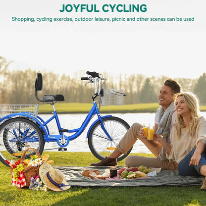 26 Adult Tricycle 3 Wheel Bikes 7 Speed Trike Bike