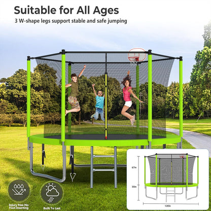 Upgraded 16Ft Trampoline with Basketball Hoop & Net