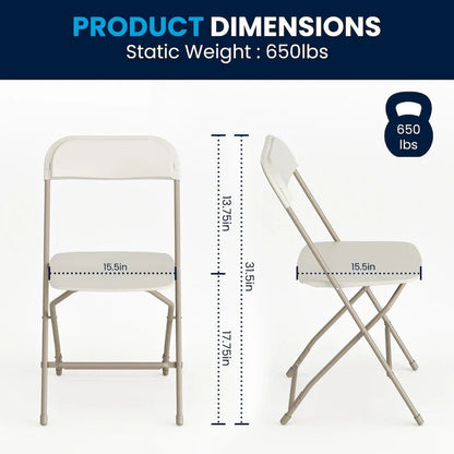 Plastic Folding Chair - 10 Pack 650LB Weight Capacity - Event Chair