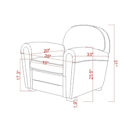 Genuine Leather Paris Club Chair, Brown