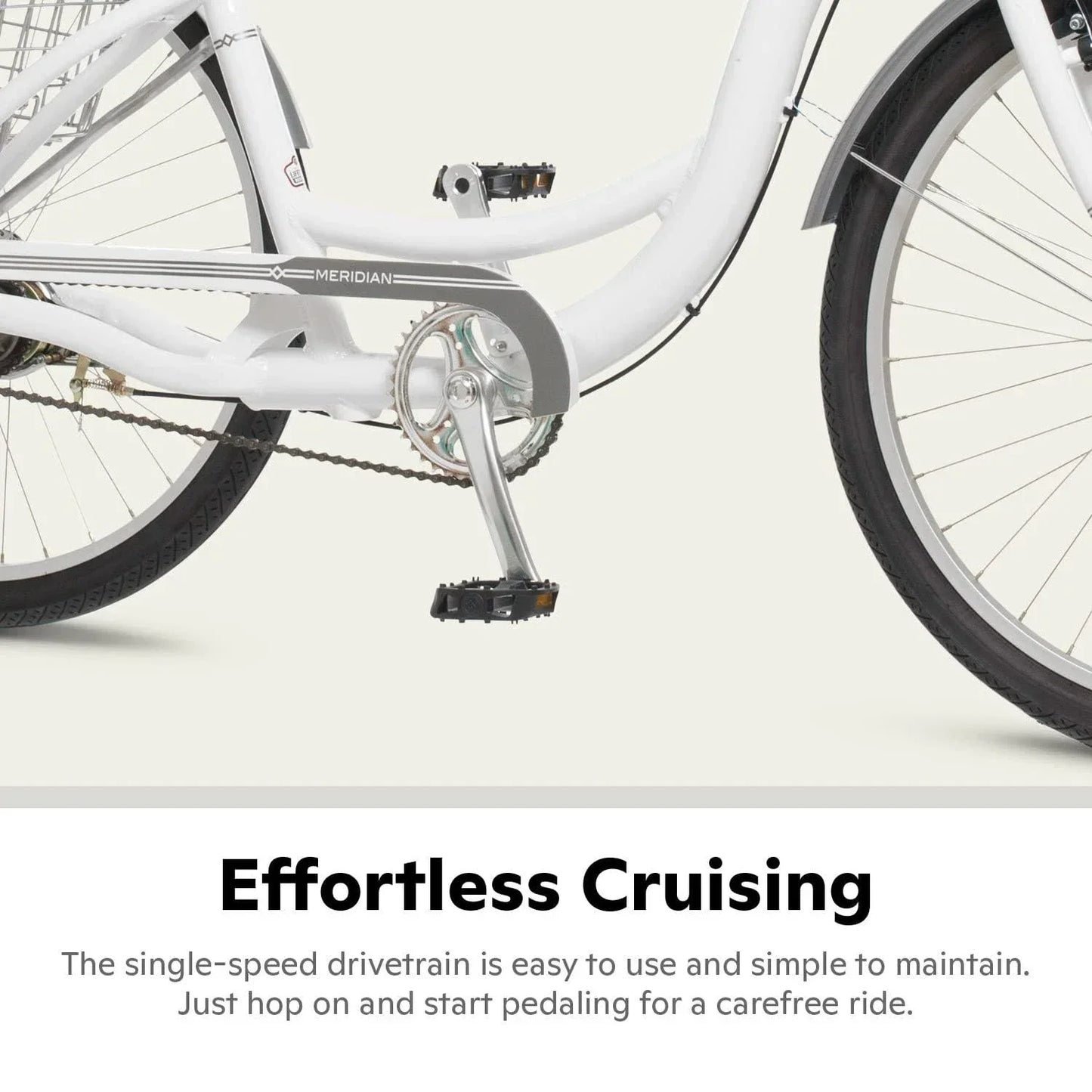 2025 Schwinn Meridian Adult Tricycle Bike Mens and Womens Three Wheel Beach Cruiser 26-inch Wheels Low Step-Through Frame Wide Seat Rear Folding Basket Sin