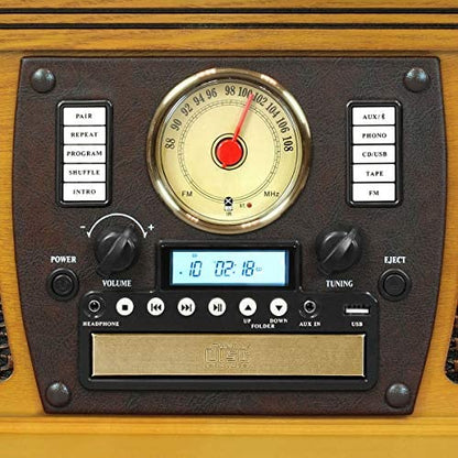 Victrola 8-in-1 Bluetooth Record Player & Multimedia Center, Built-in Stereo Speakers – Turntable, Wireless Music Streaming