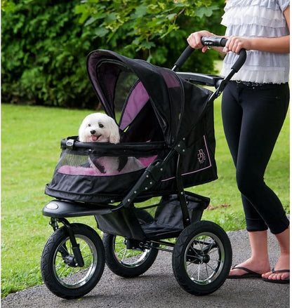 2025 No-Zip NV Pet Stroller for Cats/Dogs, Zipperless Entry, Easy One-Hand Fold, Gel-Filled Tires, Plush Pad + Weather Cover Included, 3 colors